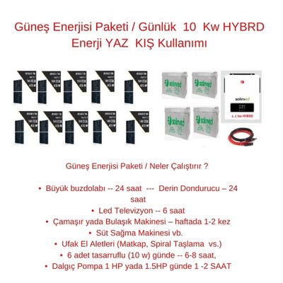 Güneş Enerjisi Paketi / Günlük 10 Kw HYBRD Enerji YAZ KIŞ Kullanımı - 1