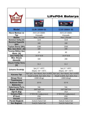 Ortec 12.8V 200Ah LiFePO4 Lityum Akü Yeni Nesil 2024 Üretim - 2