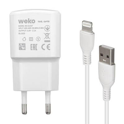 Weko 2.1 Amper Şarj Başlık Adaptörü + Lightning Kablo - 2