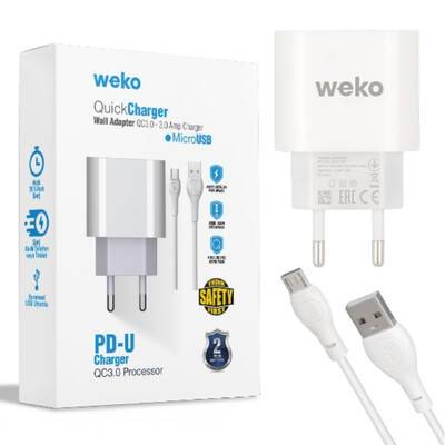 Weko 3 Amper Şarj Başlık Adaptörü + Micro USB Kablosu - 1